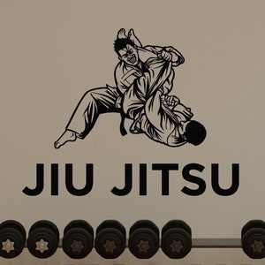 Vinilo de pared de lucha, calcomanías de luchadores, club deportivo, jiu jitsu, karate, mural (#6744dg)