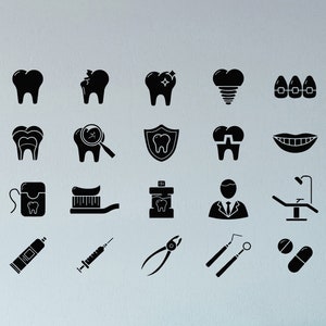 Tooth Vinyl Wall Decal Dentist Tools Dentistry Dental Clinic Logo Stickers Mural (#5944dg)