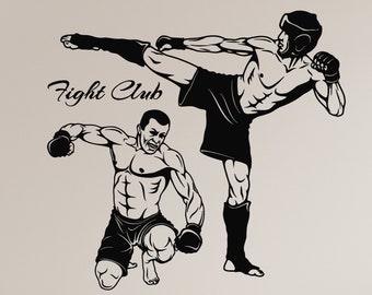Fight Club Vinyl Wall Decal Kickboxing MMA Fighters Gym Sports Stickers Mural (#4024dg)