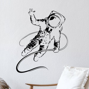 Astronaut Vinyl Wall Decal Spaceman Outer Space Kids Boy Room Art ...
