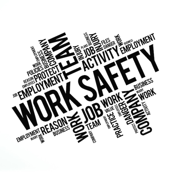 Work Safety Vinyl Wall Decal Words Cloud Office Decoration Stickers Mural (#2659di)