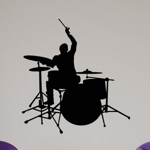Drums Vinyl Wall Decal Musical Instruments Drummer Drumsticks Stickers Mural (#1433dg)