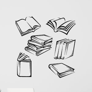 Open Books Vinyl Wall Decal Shop Library Bookstore Reading Room School Stickers Mural (#2757dg)