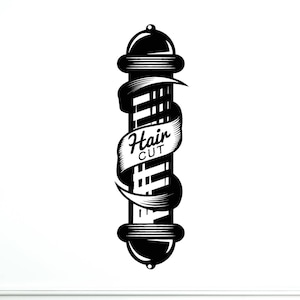 Hair Cut Vinyl Wall Decal Barber Shop Barber Signboard Stylist Hairdresser Stickers Mural 2654di