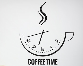 Coffee Time Vinyl Wall Decal: Kitchen Cafe Decor (#6115di)