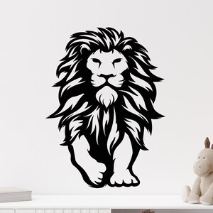Animal Vinyl Wall Decal Cartoon Lion Predator Children Room Stickers Mural (#6596dg)