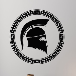 Warrior Vinyl Wall Decal Helmet Ancient Greek Spartan Art Stickers Mural (#1170dg)
