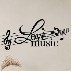 Music Vinyl Wall Decal Love Clef Musical Notes Melody Stickers Mural ...