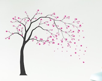 Cherry Blossom Tree Branch Vinyl Wall Decal: Minimalist Floral Art dci67