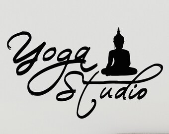 Vinilo decorativo de pared para estudio de yoga con diseño de Buda, budismo zen y meditación (#3121di)