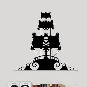 Pirate Ship Vinyl Wall Decal Wave Kids Room Creative Decor Art Stickers ...