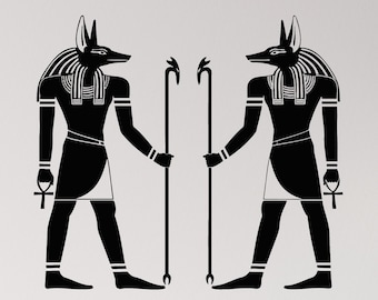 Vinilo decorativo de Anubis para pared, calcomanía de Egipto, arte mural de dioses egipcios, decoración del antiguo Egipto, diseño mural de mitología (#5636dg)