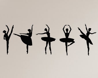 Ballet Vinyl Wall Decal Silhouette Ballerinas Dance Studio Stickers Mural (#4838dg)