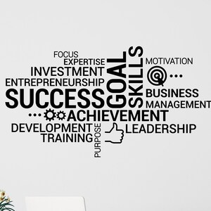 Success Vinyl Wall Decal Office Space Decor Idea Business Motivational ...