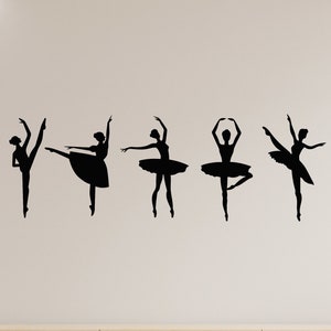 Ballet Vinyl Wall Decal Silhouette Ballerinas Dance Studio Stickers Mural (#4838dg)