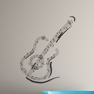 Guitar Vinyl Wall Decal Musical Instrument Music Notes Room Interior ...