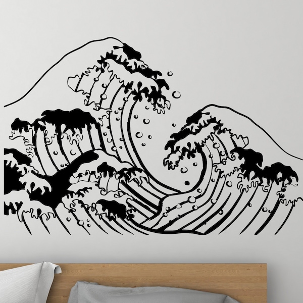 Great Wave Vinyl Wall Decal Ocean Bedroom Living Room Home Decor Stickers Mural (#3058di)