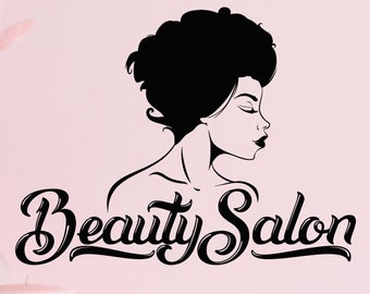 Beauty Salon Vinyl Wall Decal African Beautiful Woman Girl Window Decor Stickers Mural (#2794di)