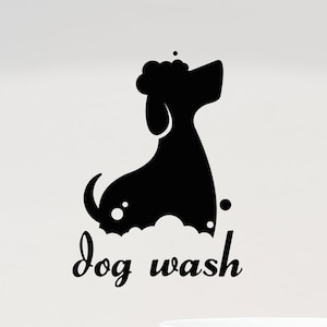 Dog Wash Vinyl Wall Decal Grooming Salon Pet Care Shop Veterinary Clinic Vet Puppy Washing Station Window Decor Art Stickers Mural (3209da)