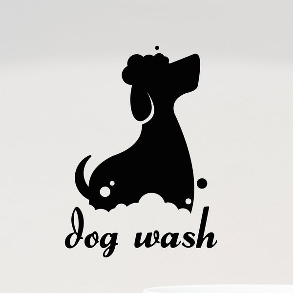 Dog Wash Vinyl Wall Decal Grooming Salon Pet Care Shop Puppy Stickers Mural 3209da