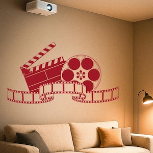 Cinema Wall Decal – Film Strip Vinyl Sticker for Home Theater Room Decor -Movie Home Theater Decoration Lounge Art Mural (2553di)
