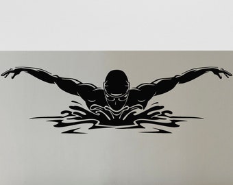 Vinilo decorativo de pared para nadador, piscina, deportes acuáticos, pegatinas murales (#1986g)