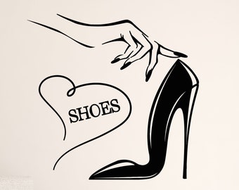 Shoes Vinyl Wall Decal High Heels Stilettoes Shopping Fashion Stickers Mural (#4904dg)