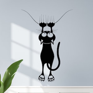 Funny Cat Vinyl Wall Decal Pet Shop Vet Clinic Veterinary Grooming Salon Animal Stickers Mural (#1137da)