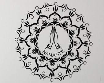Namaste Vinyl Wall Decal Mandala Bedroom Decor Hinduism Hindu Yoga Stickers Mural 3116di