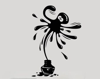 Ink Blot Vinyl Wall Decal School Classroom Office Room Decor Stickers Mural (#3075di)