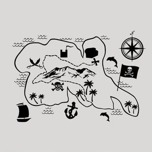Vinilo adhesivo para pared con mapa pirata, decoración para sala de juegos infantil, pegatinas artísticas (#2674di)