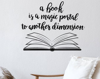 Open Book Quote Vinyl Wall Decal Library Home Interior Reading Corner Decor Art Stickers Mural (2869di)