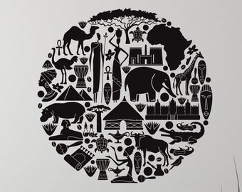 Africa Vinyl Wall Decal African Ethnic Tribal Style Home Room Decoration Stickers Mural (#2994di)