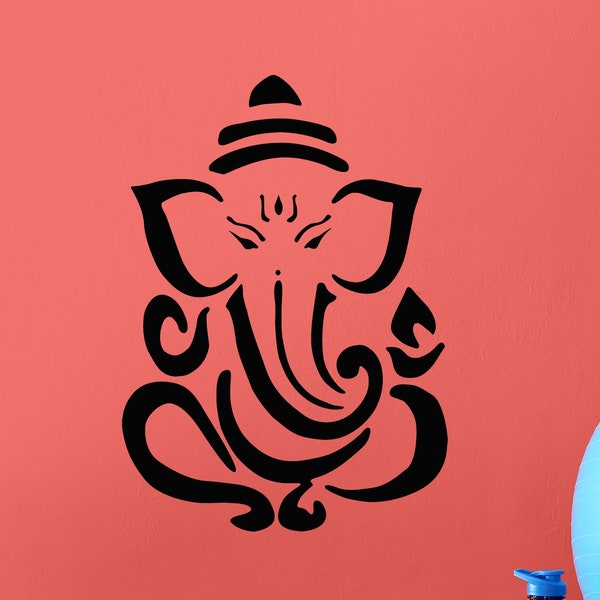 Elephant Vinyl Wall Decal Abstract Ganesha Indian Hinduism Stickers Mural (#7143dg)