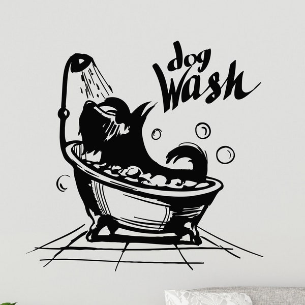 Dog Wash Vinyl Wall Decal Grooming Salon Groomer Pet Window Decor Art Stickers Mural (#3184dg)