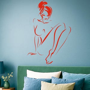 Sexy Woman Silhouette Wall Decal – Boudoir, Bedroom or Man Cave Vinyl Art Beautiful Girl Mural  (#2559di)