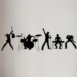 Music Band Vinyl Wall Decal Rock Pop Musical Art Teen Room Decor Boys Bedroom Decoration Interior Stickers Mural (#2961di)