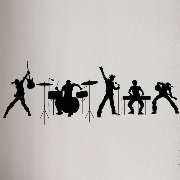 Sticker mural en vinyle pour groupe de musique Art musical rock, Stickers muraux pour chambre d'ado, 2961di