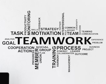 Teamwork Vinyl Wall Decal Team Work Motivation Words Home Office Space Decor Workplace Window Stickers Mural (#6521di)