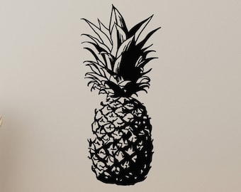 Pineapple Vinyl Wall Decal Fruit Exotic Food Palm Tropical Beach Stickers Mural (#3640dg)