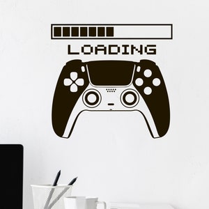 Loading Bar Vinyl Wall Decal Gaming Controller Video Games Themed Gamer Room Stickers Mural (#6309di)