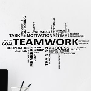 Teamwork Vinyl Wall Decal Team Work Motivation Words Home Office Space Decor Workplace Window Stickers Mural