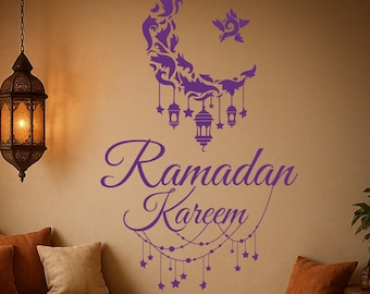 Ramadan Kareem Vinyl Wall Decal Islamic Center Holy Month Art Crescent Star Interior Decor Stickers Mural (#2937di)