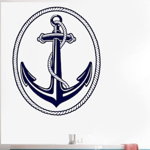 Décalcomanie nautique murale en vinyle, décoration marine, corde d&#39;ancre pour le salon (#2669dn)