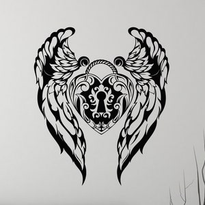 Wings Vinyl Wall Decal Heart Love Romantic Romance Girl Room Stickers ...