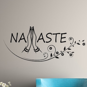 Namaste Vinyl Wall Decal Hindu Hinduism Yoga Meditation Room Interior Stickers Mural (#2950di)