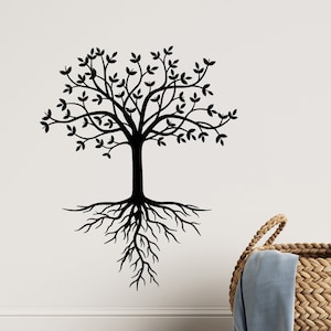 Tree Vinyl Wall Decal Leaves Family Floral Roots Forest Nature Stickers Mural (#1089dg)