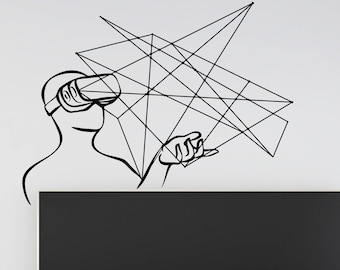 Virtual Reality Headset Wall Vinyl Decal Future Technology Gadget Video Game Stickers Mural (#1951da)