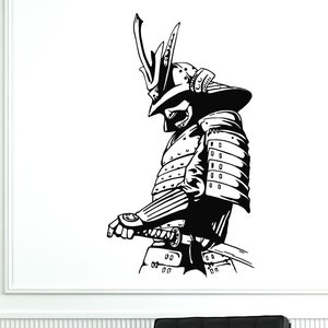 Calcomanía de vinilo para pared con diseño de samurái, guerrero japonés, luchador asiático, espada, armadura, pegatinas para mural (#2786dg)