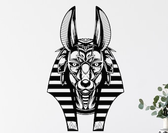 Vinilo decorativo egipcio para pared con la imagen del dios Anubis, arte del antiguo Egipto (#4699dg)
